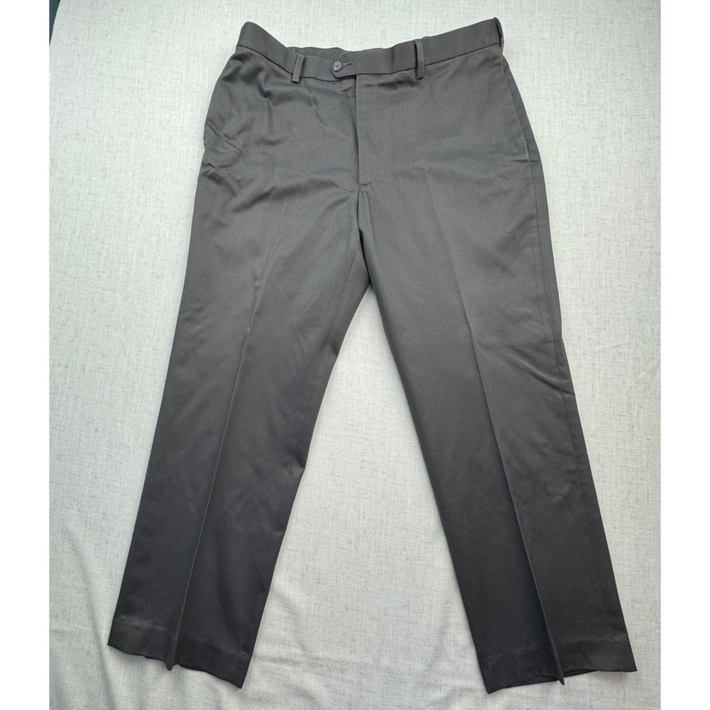 Perry Ellis Portfolio Dress Pants Mens 36x29 Gray Cotton Flat Front Professional